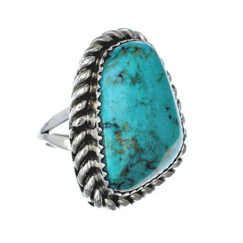 American Indian Genuine Sterling Silver Kingman Turquoise Ring Size 7 NN20225